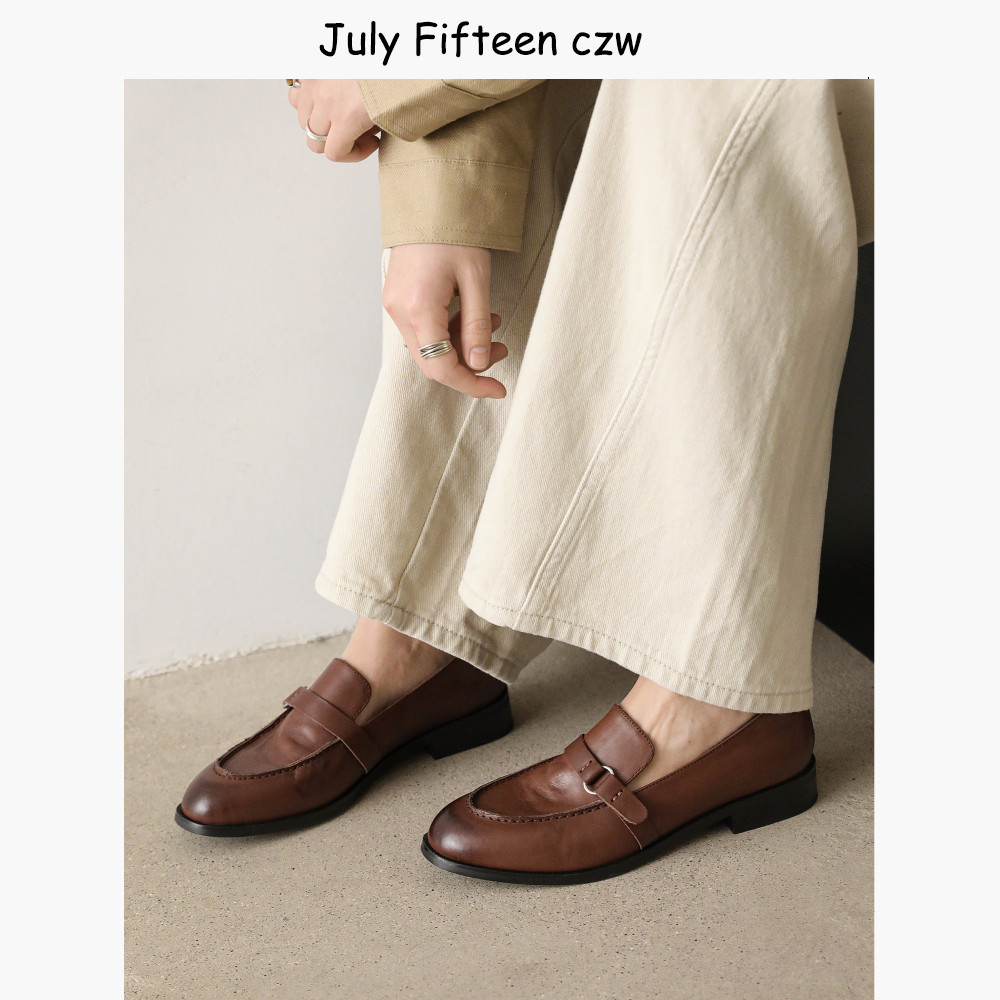 头层牛皮英伦风皮带扣乐福鞋女2026春季新款圆头低跟一脚蹬小皮鞋,女鞋,乐福鞋（豆豆鞋）,淘宝优惠券,粉丝福利购,淘宝优惠卷