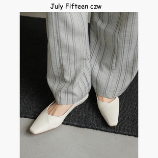 通勤工作鞋 头层牛皮～极简风方头2cm坡跟浅口单鞋 女2026春夏新款