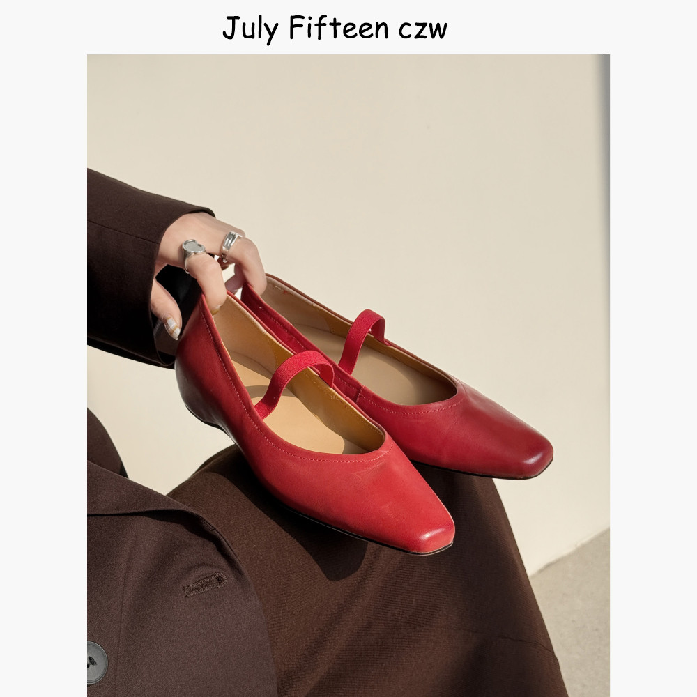 头层牛皮方头3.5cm内增高玛丽珍鞋女2026春夏新款芭蕾舞鞋单鞋