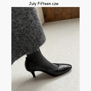 气质百搭通勤工作鞋 2026新款 女羊皮浅口单鞋 尖头细跟高跟鞋 法式