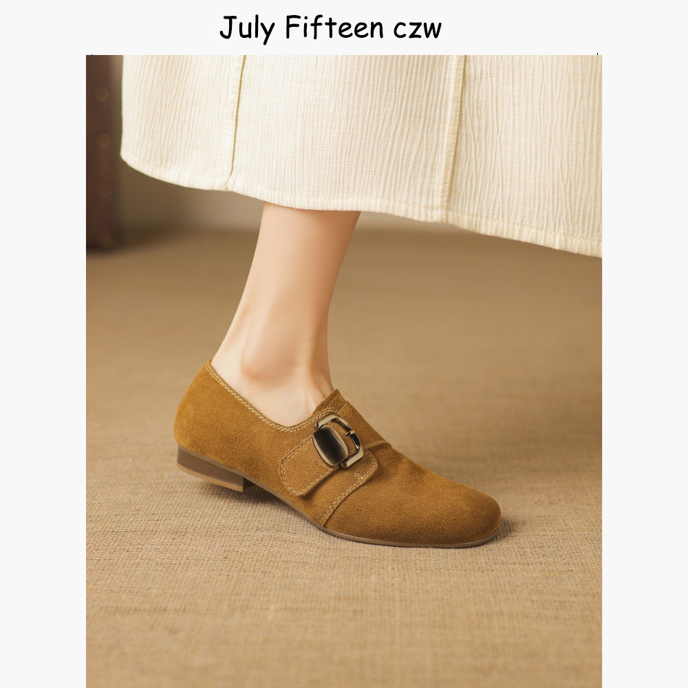 2026新款复古风牛翻皮皮带扣深口单鞋女圆头低跟舒适百搭乐福鞋,女鞋,深口单鞋,淘宝优惠券,粉丝福利购,淘宝优惠卷