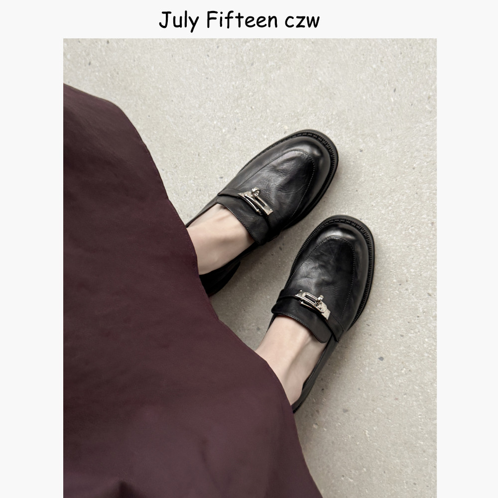 头层牛皮~复古风金属锁扣乐福鞋女2026春季新款英伦一脚蹬小皮鞋,女鞋,乐福鞋（豆豆鞋）,淘宝优惠券,粉丝福利购,淘宝优惠卷