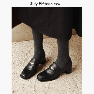 英伦小皮鞋 女踩跟两穿单鞋 头层羊皮复古方头粗跟乐福鞋 2026新款