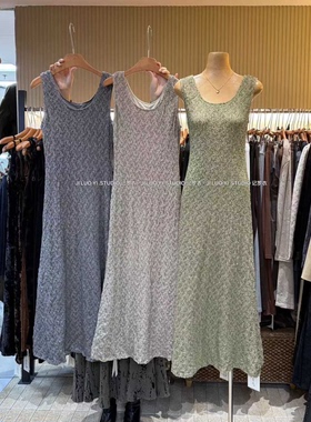 法式复古提花修身长款连衣裙  10152