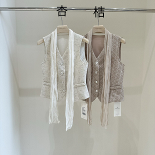 26秋上新清简云襟纯色V领修身百搭温柔日常小衫(配飘带)61838