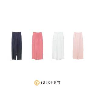 女春藏蓝色苎麻垂感通勤百搭阔腿裤 GKE 谷可k1259高腰休闲直筒裤