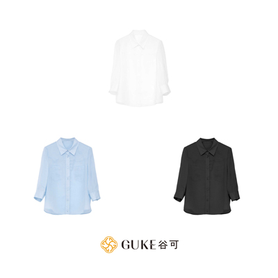 谷可100%苎麻衬衫女七分袖