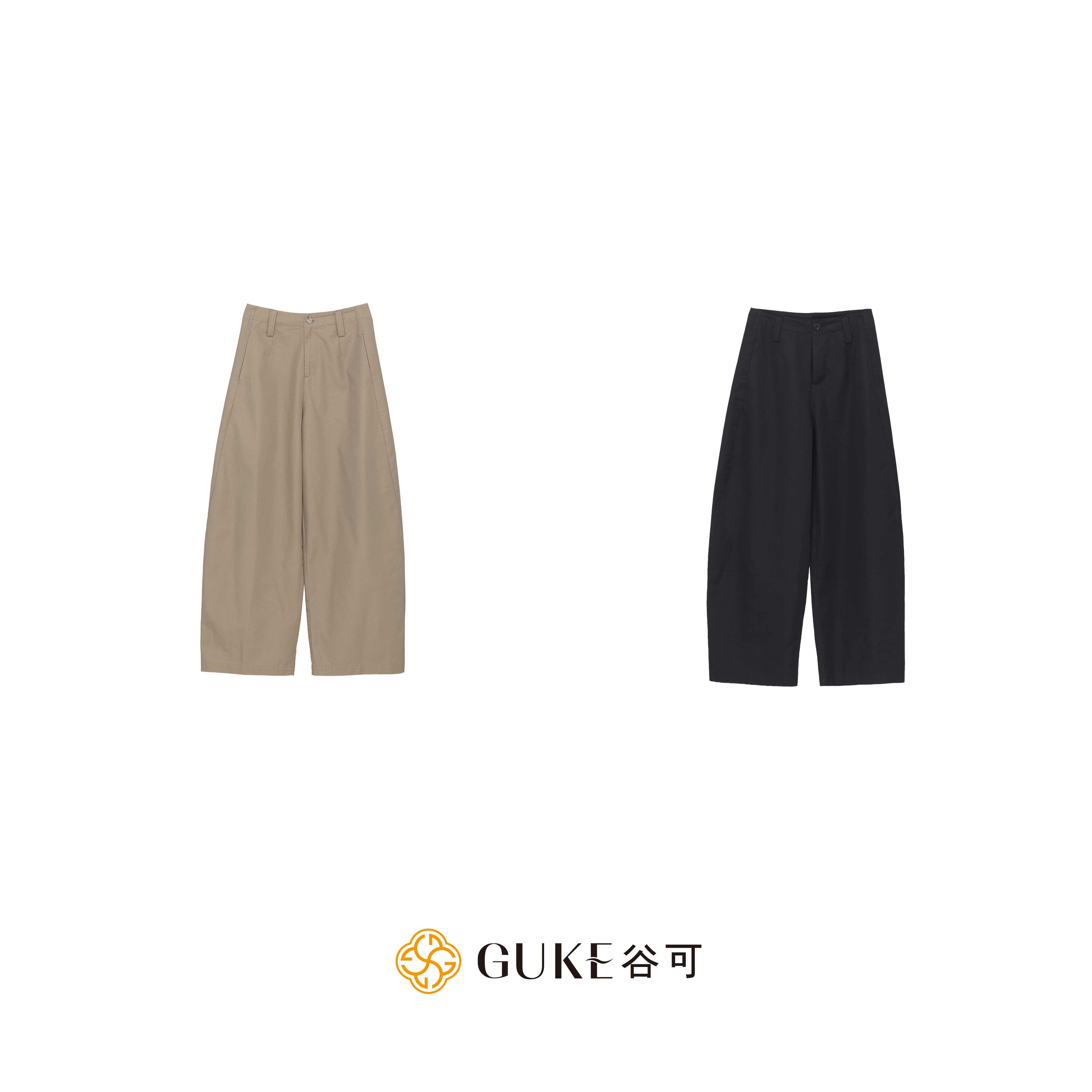 GKE/谷可K1017简约时尚高腰弯刀裤女阔腿裤休闲百搭松弛感长裤
