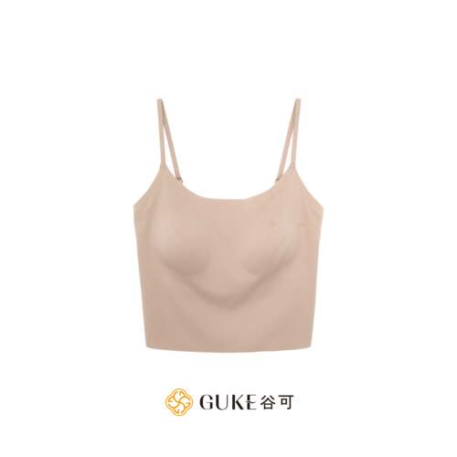 谷可冰感无痕胸垫短款吊带背心女