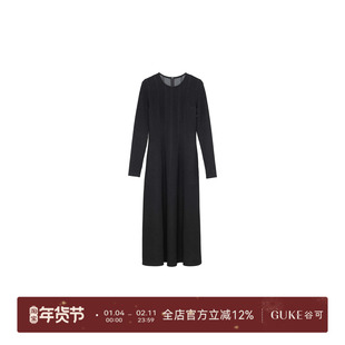 GKE/谷可LQ1052黑色连衣裙简约美剪裁显瘦气质优雅女装裙2025秋款