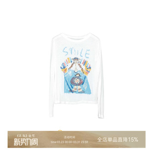 休闲软糯 T恤女莱赛尔天丝防晒罩衫 GKE 谷可TC157卡通印花长袖