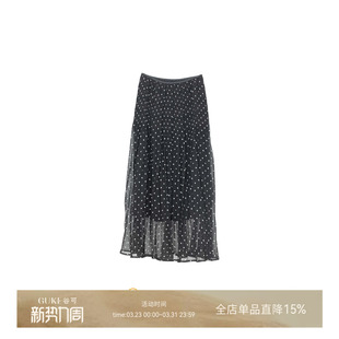 GKE 松紧腰显瘦裙子 谷可AQ124百搭波点半身裙女高腰A字裙中长款