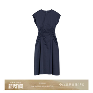 新款 抽褶连衣裙夏季 简约气质收腰带显瘦裙子 谷可LQ1327时尚 GKE