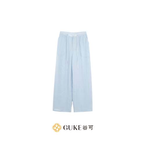 谷可高腰苎麻垂感显瘦直筒长裤