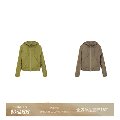 谷可M1137连帽拉链宽松女棉服