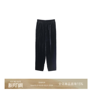 加厚保暖长裤 GKE 女黑色休闲裤 真丝丝绒高腰加棉裤 谷可K1251新款