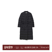 谷可Y3095冬季 时尚 简约气质V领系带新中式 GKE 长款 羽绒服外套
