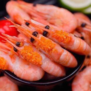 北极虾新鲜头籽甜虾刺身北极熊头籽冰冻虾大虾生鲜熟冻虾海鲜水产