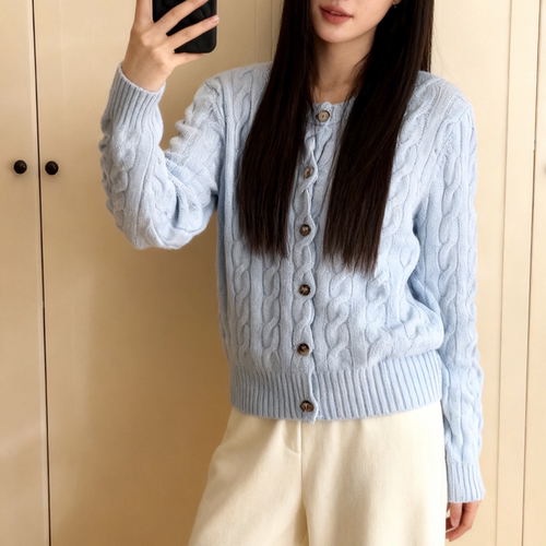 基础麻花纯羊绒100山羊绒衫