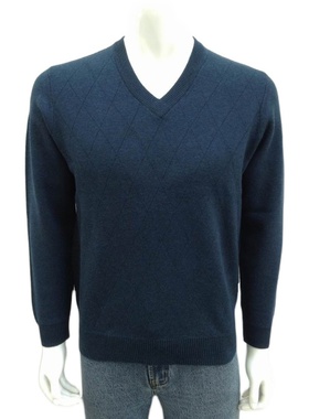 专柜正品海尔曼斯K762D21男秋冬商务正装毛衣鸡心领长袖纯羊毛衫