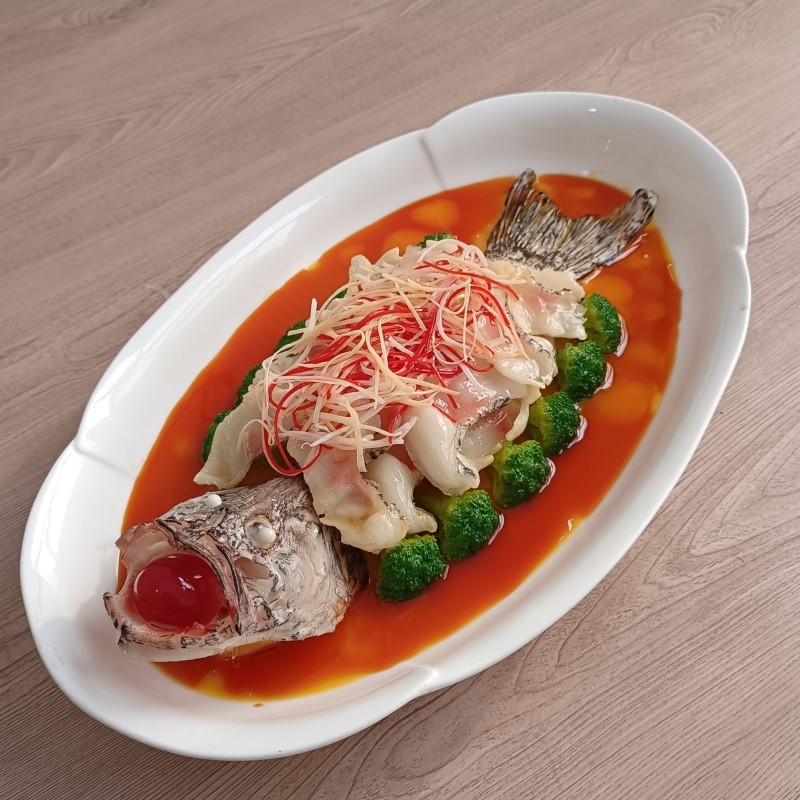 美之灵仿真鲈鱼模型假菜蒸鱼