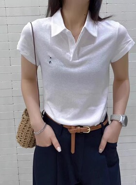 JTENGC吉藤2025夏季新款时尚刺绣小标Polo领短袖宽松T恤女上衣503