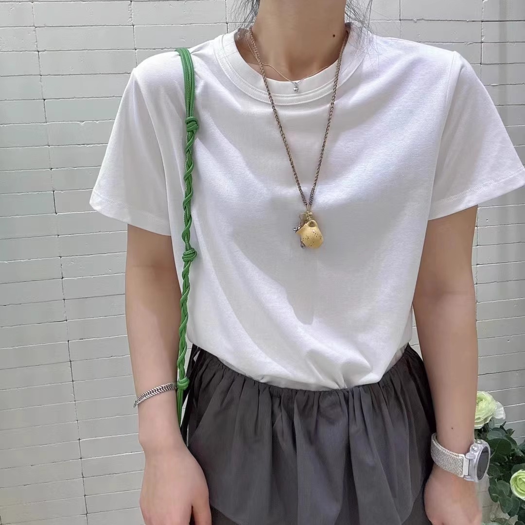 JTENGC吉藤2025夏季新款纯色设计感圆领短袖宽松T恤女百搭上衣971