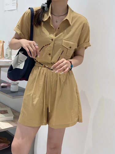短袖衬衫休闲短裤女2件套装