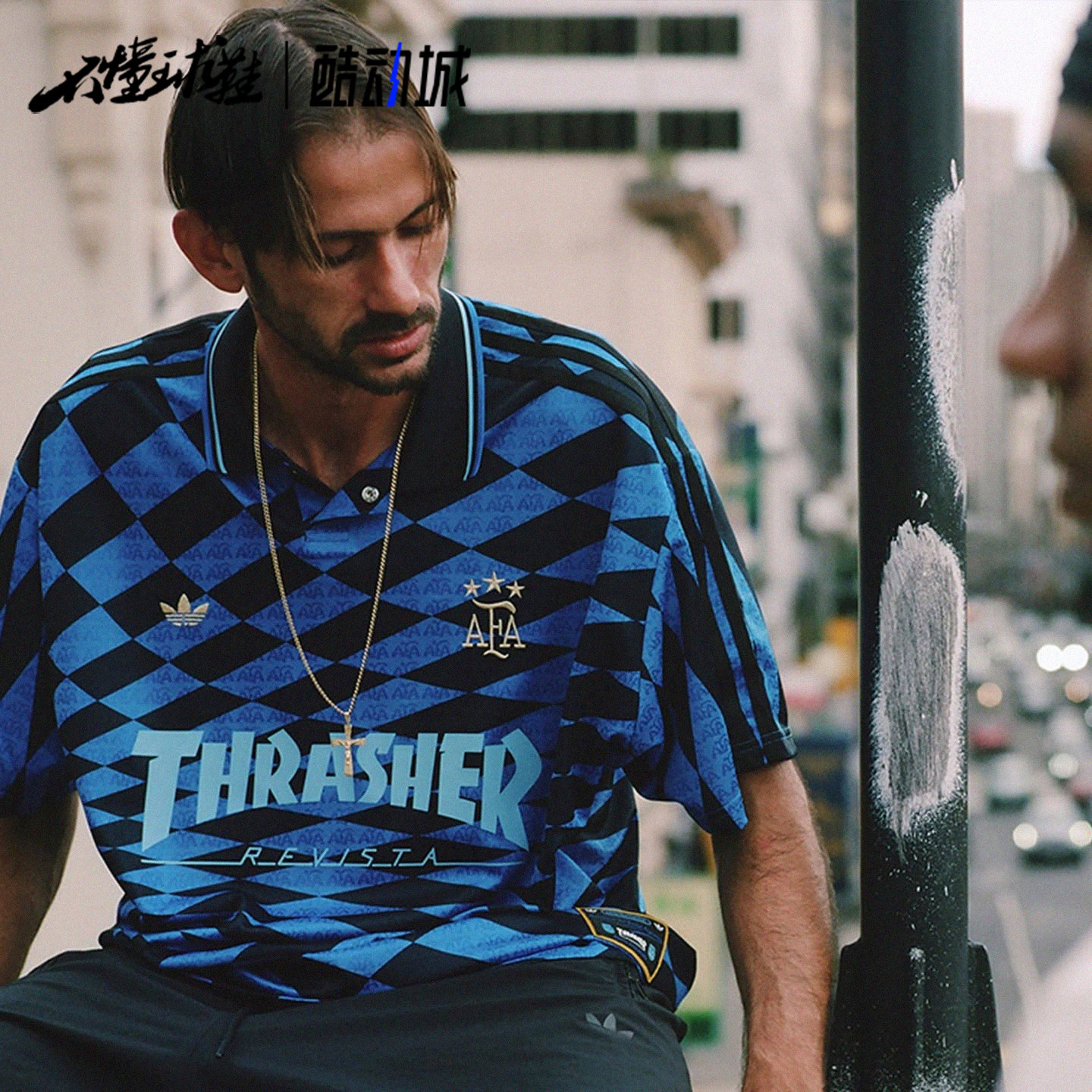 阿迪达斯adidas x Thrasher x AFA梅西同款联名短袖球服KX4551