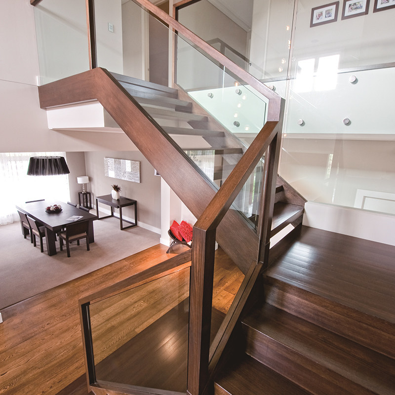 康辉实木楼梯 定制玻璃楼梯扶手 护栏 室内阁楼楼梯 旋转简约家用