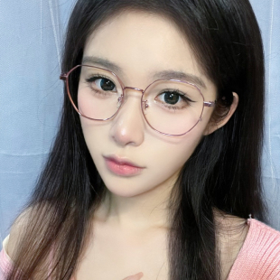 美司几何多边显脸瘦成品防蓝光眼镜玫瑰金显白金属近视眼镜架M218