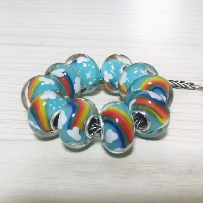 毕亨特 纯手工 彩虹云朵 琉璃珠 基础手链串珠