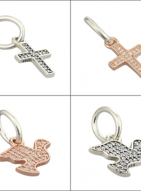 首饰纯银镀金吊坠十字架项链