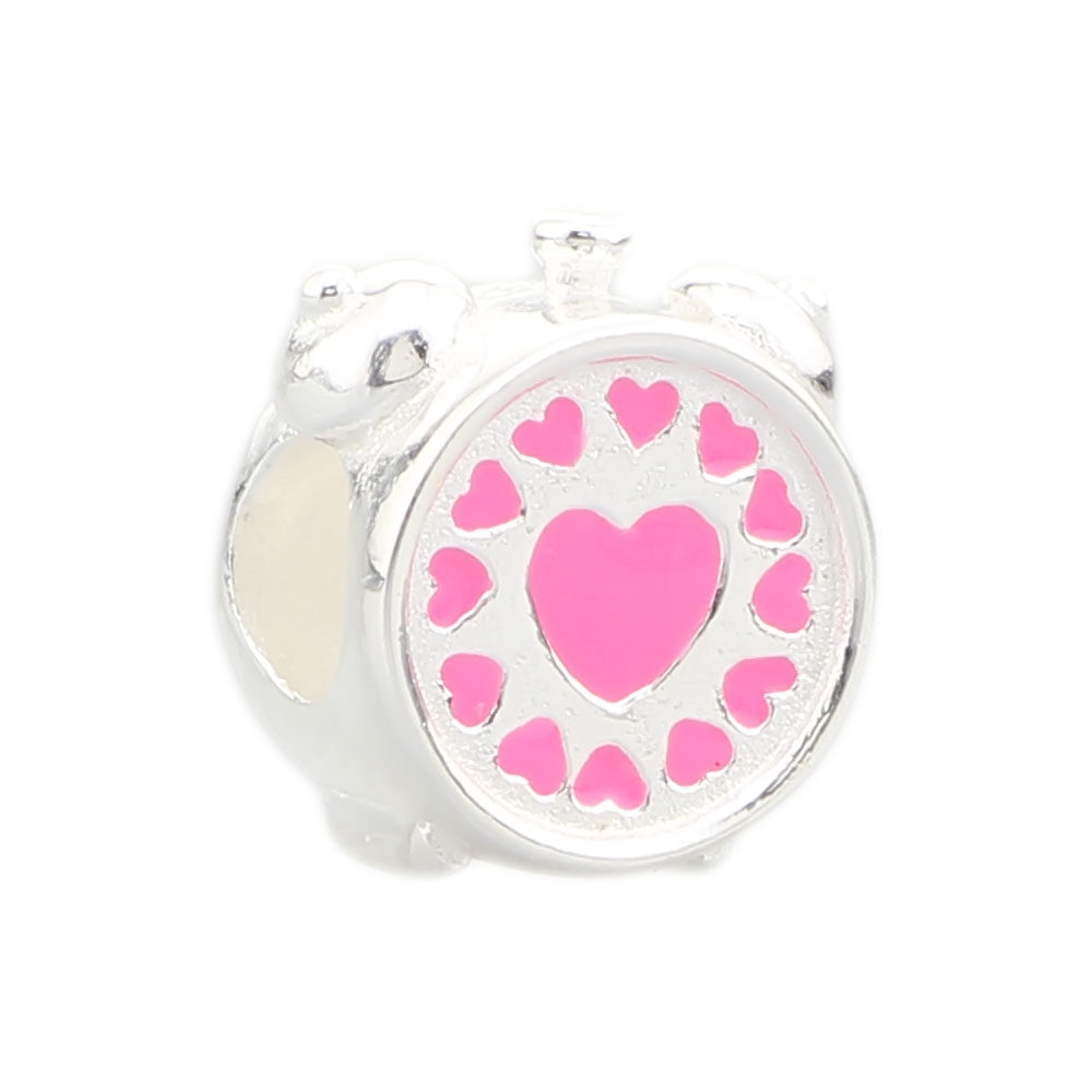 毕亨特   粉色的心时钟 s925纯银滴油粉色钟表