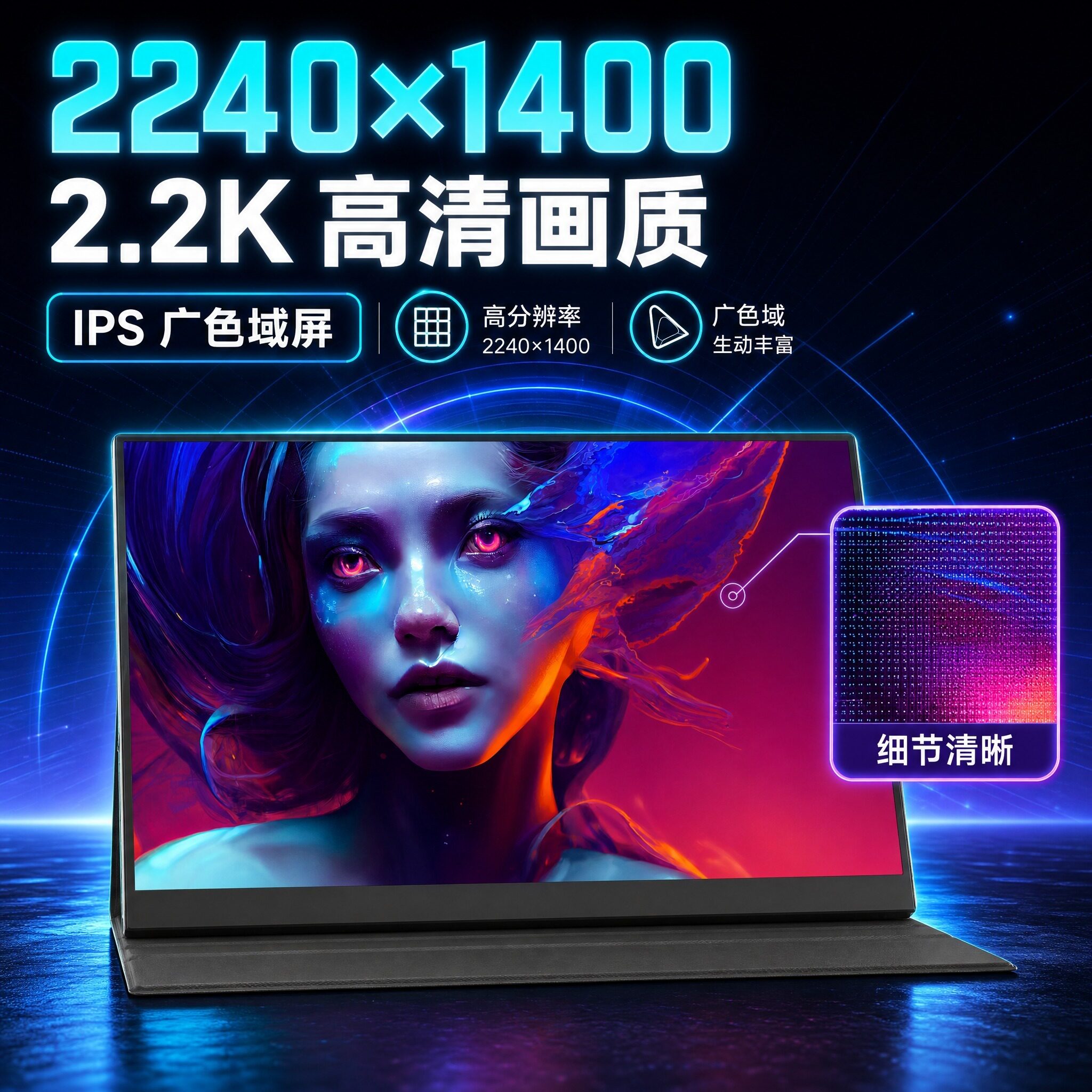 14寸高清便携式显示器TYPE-C一线通HDMI显示屏外接屏扩展副屏