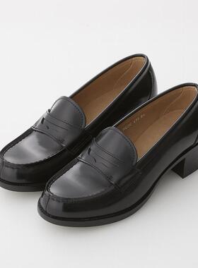 HARUTA473日本女生牛皮乐福鞋真皮制服鞋日式中跟高跟小皮鞋