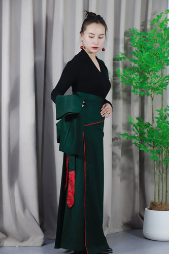 藏式民族风假袍定制锅庄舞裙（不包括衬衣）