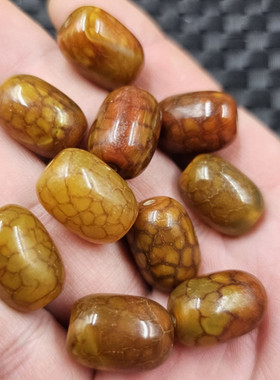 冰花玛瑙桶珠玉石散珠黄色