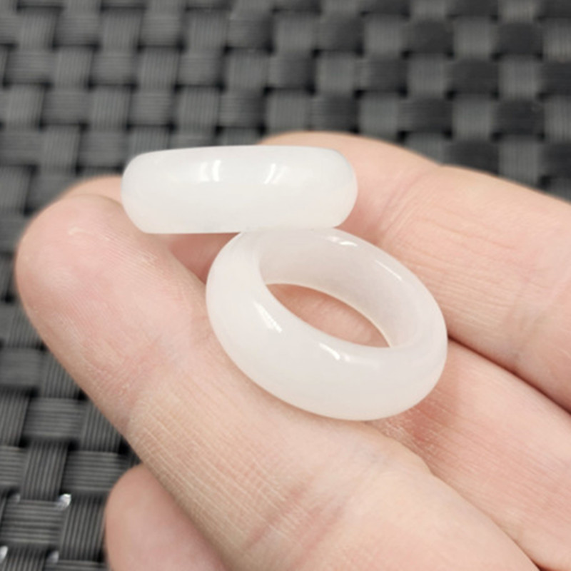 新疆和田白玉玉石戒指金丝玉指环羊脂白佛珠跑环钥匙吊坠耳环坠