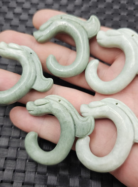 贵州翠仿古龙玉石挂件翠绿色生肖龙吊坠玉龙楼项链坠车挂玉坠