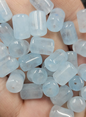 海蓝宝色直管路路通玉石散珠蓝色石英岩玉直柱diy饰品配件珠子