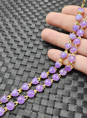 紫罗兰心形玉石手链紫色圆形