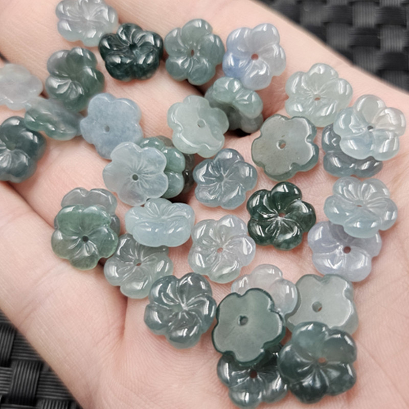 翡翠玉蓝水五瓣花玉石散珠