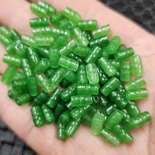 碧绿色竹节玉石散珠菠菜绿节节高路路通手链项链饰品配件手工珠子