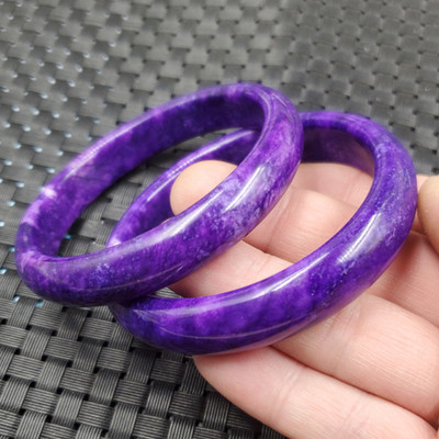 玉石手镯紫干青手链紫色玉手环