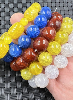 冰花红玛瑙老型珠路路通玉石手链