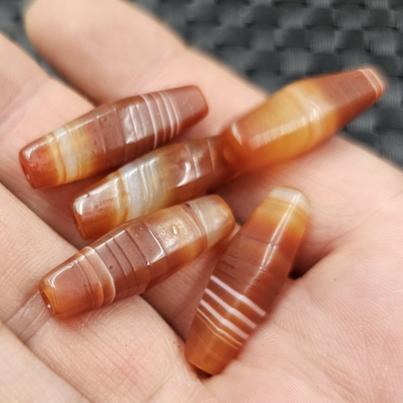 包浆红缠丝玛四棱路路通玉石散珠仿古玛瑙多棱珠桶珠手链饰品配件