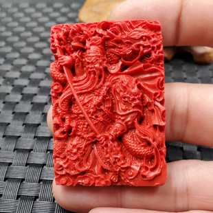 新款仿天然玉石关公挂件仿朱砂关公吊坠鸡血红观音吊坠牌子车挂