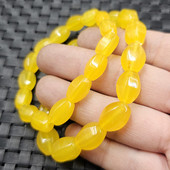 黄玉六棱珠玉石手链鸡油黄石英岩玉多棱路路通手链男女同款 手串