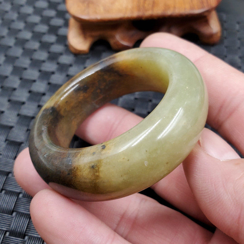 实物拍照天然玉石岫玉平安环吊坠复古华玉平安扣吊坠平安环车挂